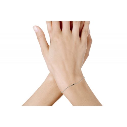 Bracelet Argent Brossé et ses 3 Diamants - LES POULETTES BIJOUX - Modalova