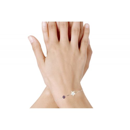 Bracelet Argent Etoile de Nacre et Perle Améthyste - LES POULETTES BIJOUX - Modalova