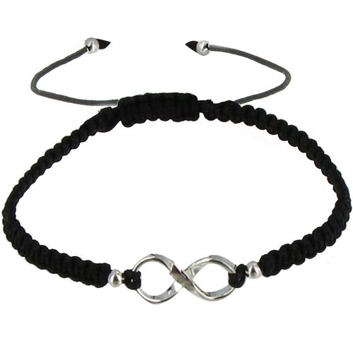 Bracelet Infini et Perles Lien Tréssé Noir - LES POULETTES BIJOUX - Modalova