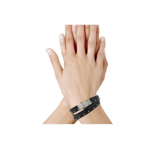 Bracelet Cuir et Clous Fermoir Acier Inoxydable - Classics - LES POULETTES BIJOUX - Modalova