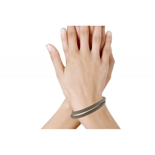 Bracelet Mixte Cuir Taupe Fin Cousu Fermoir Acier Inoxydable - LES POULETTES BIJOUX - Modalova