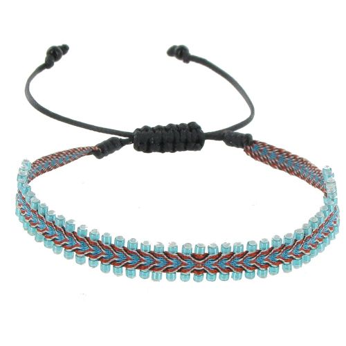 Bracelet Tissé Rouge et Bleu Perles - LES POULETTES BIJOUX - Modalova