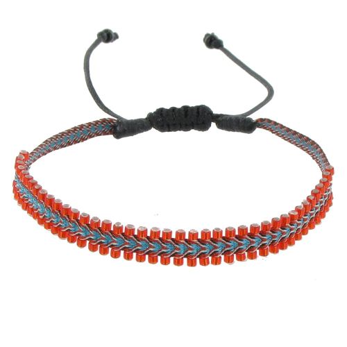 Bracelet Tissé Rouge et Bleu Perles - LES POULETTES BIJOUX - Modalova