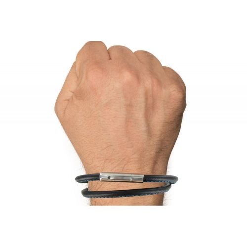 Bracelet Cuir Noir Fin Cousu Fermoir Acier Inoxydable - LES POULETTES BIJOUX - Modalova