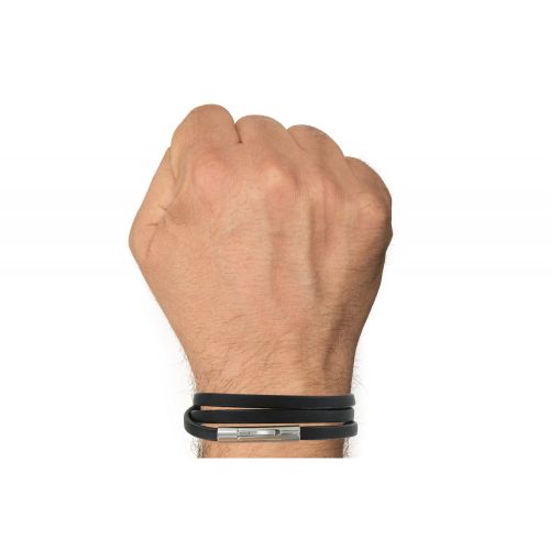 Bracelet Cuir Foncé Plat Fermoir Acier Inoxydabl - LES POULETTES BIJOUX - Modalova