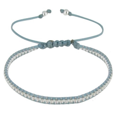V Bracelet Perles Argentées Lien Tréssé Ciel - LES POULETTES BIJOUX - Modalova
