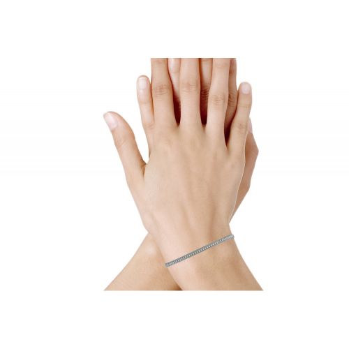 V Bracelet Perles Argentées Lien Tréssé Ciel - LES POULETTES BIJOUX - Modalova