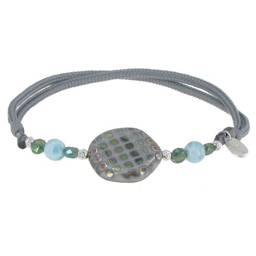 Bracelet Lien Clair Perles de Verre et de Larimar - LES POULETTES BIJOUX - Modalova