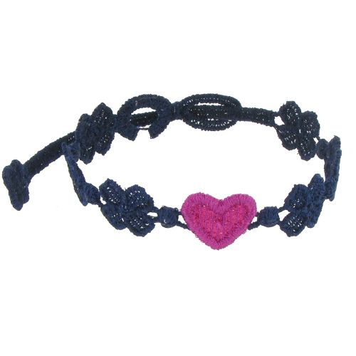 V Cruciani Bracelet Dentelle You Star Navy Coeur Fuchsia - LES POULETTES BIJOUX - Modalova