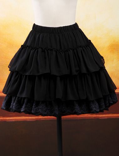 Garniture en dentelle noir Lolita de mousseline de soie jupe couches volants Dguisements Halloween - Milanoo - Modalova