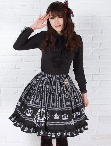 Lgant noir Polyester Lolita jupe Sweet imprim Ruffles garniture Dguisements Halloween - Milanoo - Modalova