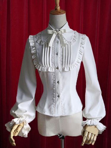 Lolita blanc Blouse Bow coton fronc chemisiers Dguisements Halloween - Milanoo - Modalova
