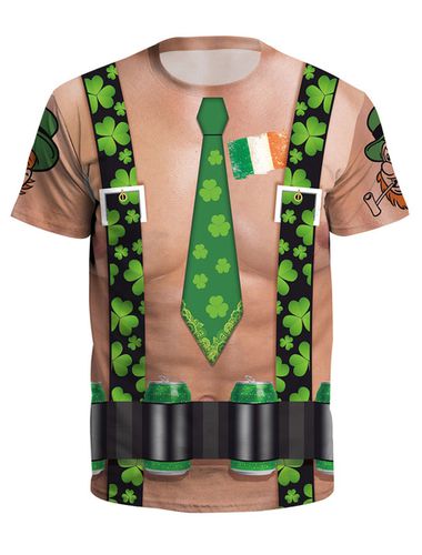 T Shirt St Patrick Top Manches Courtes Irlandais Unisexe Imprim Trfle Dguisements - Milanoo - Modalova