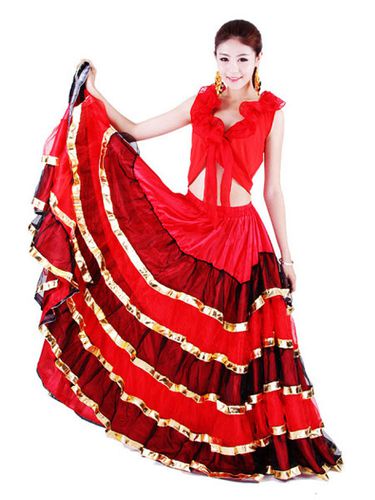 Costume Paso 2022 Doble Danse Espagnole Jupe Flamenco Bas De Danse Corrida Rouge Dguisements Halloween - Milanoo FR - Modalova