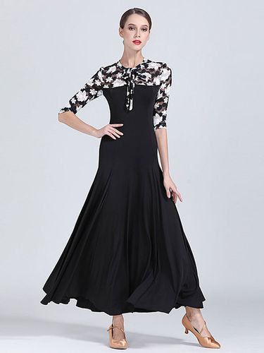 Costumes de danse de salon en soie noire imprim floral robe de danse des s dansantes Dguisements Halloween - Milanoo - Modalova