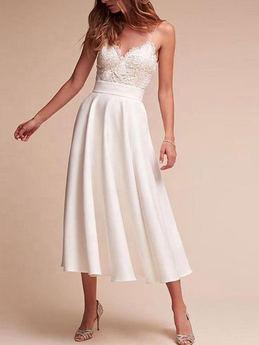 Robe de marie simple bretelle zip ou laage sur dos jupe pliss robe de mariage - Milanoo FR - Modalova