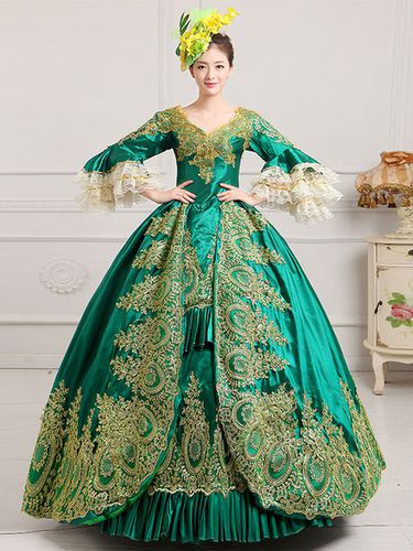 Costumes rtro vert brod polyester fte robe de bal chapeau rtro Marie Antoinette Costume ensemble - Milanoo - Modalova