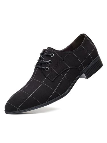 Chaussures habilless de qualit bout pointu lacets en cuir PU motif carreaux noir Oxfords - Milanoo FR - Modalova