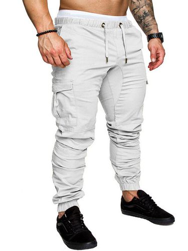 Pantalons s Pantalon Cargo Droit Taille Naturelle Dcontracte Blanc - Milanoo FR - Modalova
