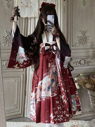 Manteaux Lolita japonais traditionnels Pardessus d't Lolita imprim floral en polyester noir - Milanoo - Modalova