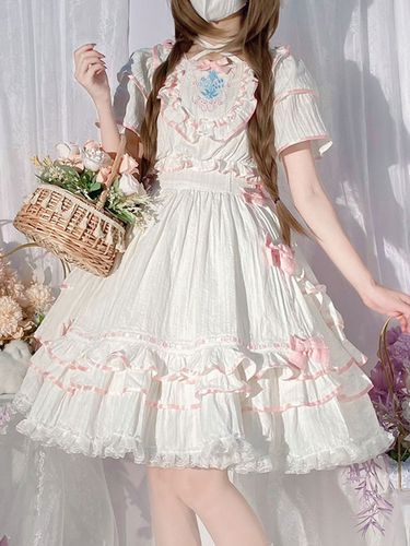 Sweet Lolita Robe Polyester Manches Courtes Robe lastique Rglable - Milanoo - Modalova