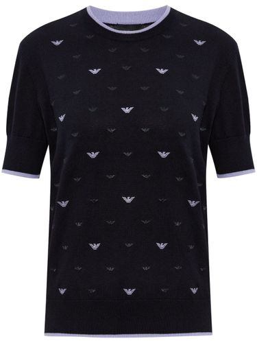 Allover Logo Cotton Sweater - Emporio Armani - Modalova