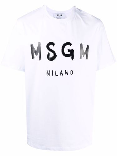 MSGM Cotton T-Shirt With Logo - MSGM - Modalova