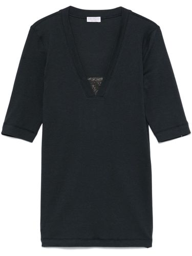 Cotton V-Necked Top - Brunello Cucinelli - Modalova