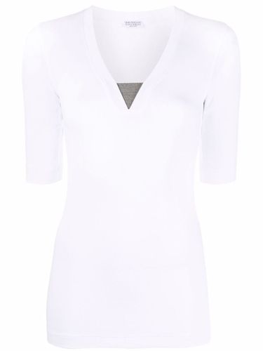 Cotton V-Necked Top - Brunello Cucinelli - Modalova
