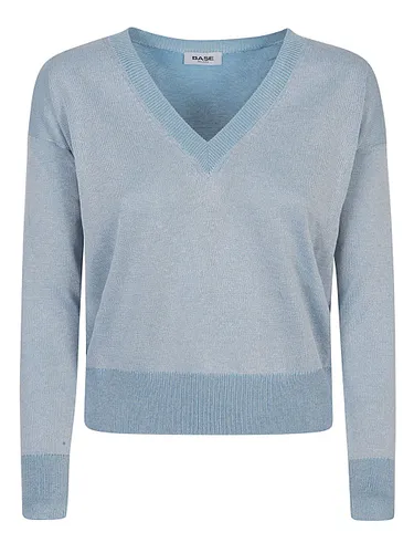 Base Cotton Blend V-Neck Sweater - Base - Modalova