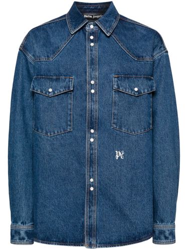Palm Angels Monogram Denim Shirt - Palm Angels - Modalova