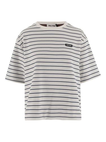 Miu Miu Striped Cotton T-Shirt - Miu Miu - Modalova