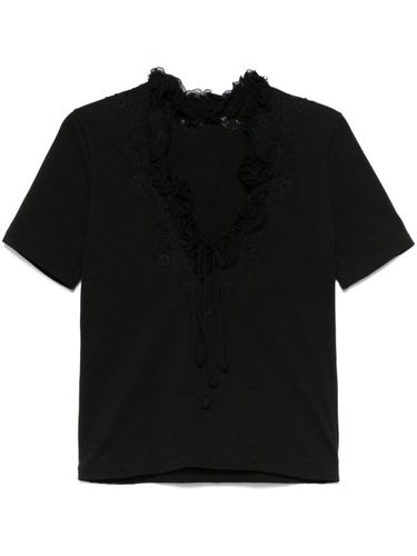 Lace Detail Cotton T-Shirt - Ermanno Scervino - Modalova