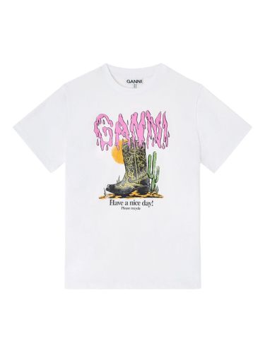GANNI Boots Organic Cotton T-Shirt - GANNI - Modalova