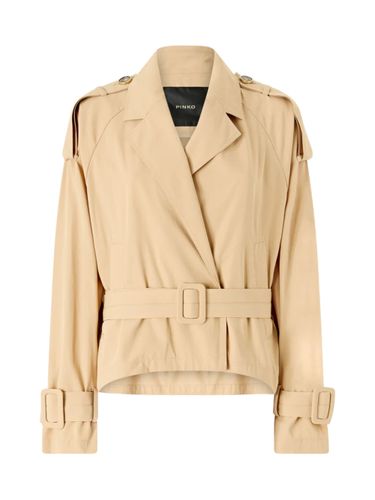 Short Cotton Trench Coat With Belt - Pinko - Modalova