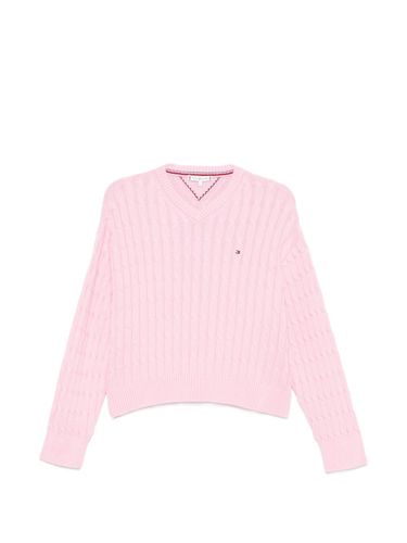 Cable Knit Sweater With Logo - Tommy Hilfiger - Modalova