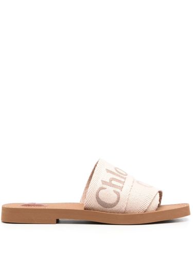 Chloé Woody Linen Flat Sandals - Chloé - Modalova