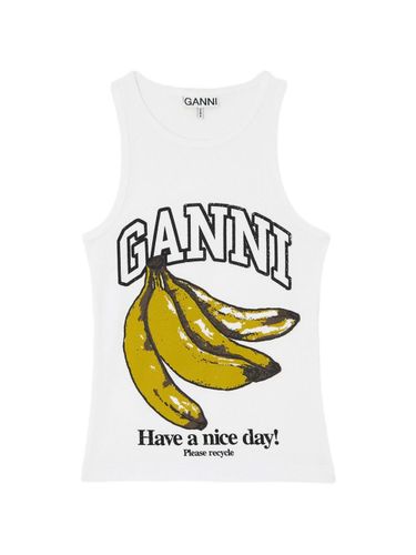 GANNI Printed Cotton Tank Top - GANNI - Modalova