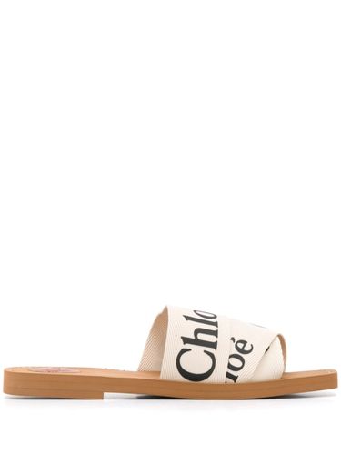 Chloé Woody Linen Flat Sandals - Chloé - Modalova