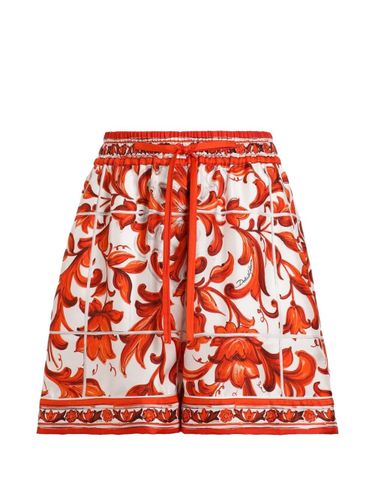 Maiolica Print Silk Shorts - Dolce & Gabbana - Modalova
