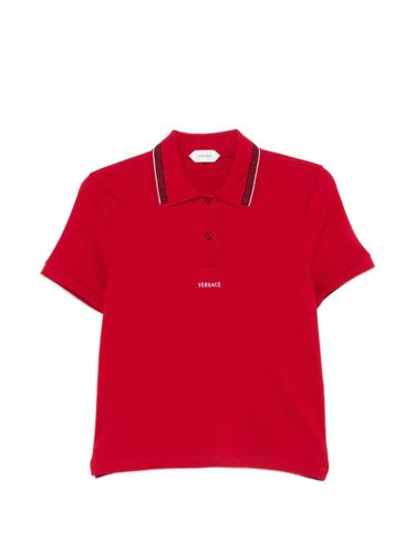Versace Logo Cotton Polo Shirt - Versace - Modalova