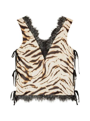 GANNI Zevra Print V-Necked Top - GANNI - Modalova