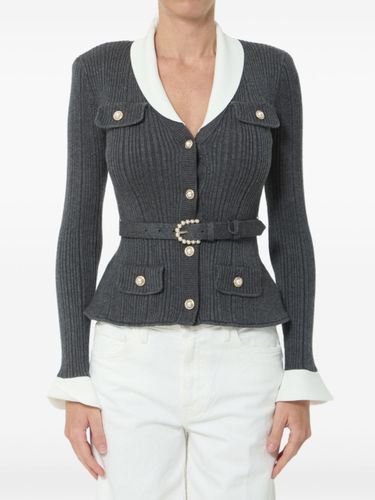 Belted Ribbed Cardigan - SELF PORTRAIT - Modalova