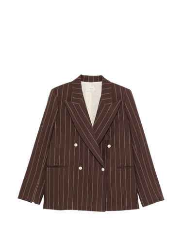 Wool Striped Double-Breasted Jacket - Alysi - Modalova
