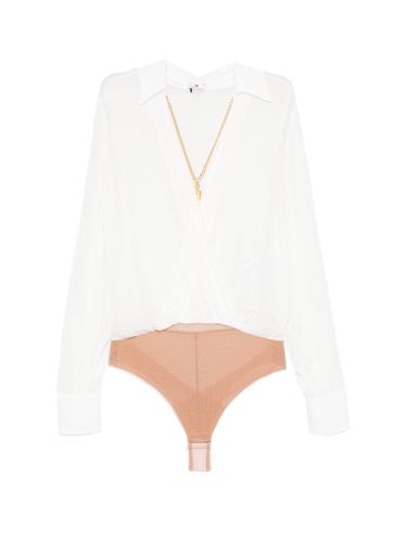 Chain-Detail Wrap-Front Bodysuit - Elisabetta Franchi - Modalova