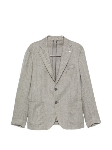 Herringbone-Pattern Single-Breasted Blazer - Luigi Bianchi - Modalova