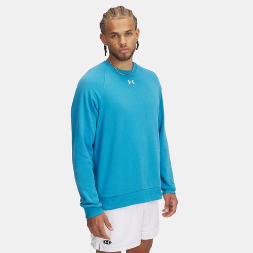 Haut à col ras du cou Rival Fleece Ether / Blanc L - Under Armour - Modalova