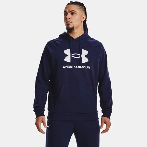 Sweat à capuche Rival Fleece Logo Midnight Marine / Blanc L - Under Armour - Modalova