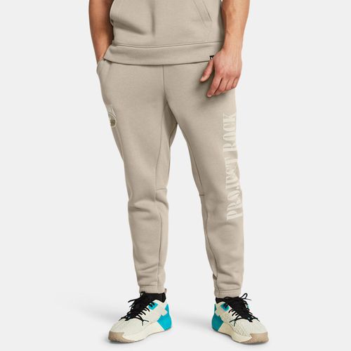 Pantalon de jogging Project Rock Essential Fleece Timberwolf Taupe / Silt M - Under Armour - Modalova