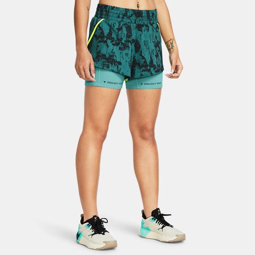 Short imprimé Project Rock Leg Day Flex Coastal Teal / Hydro Teal / Silt XS - Under Armour - Modalova